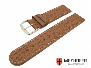 Watch band -Triest- 20mm brown genuine shark white stitching by MEYHOFER - Bild vergr��ern 