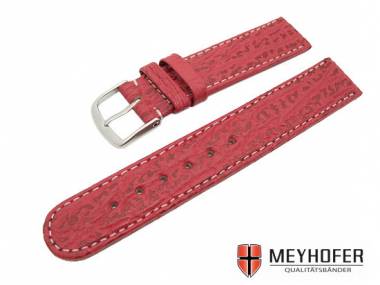 Watch band -Triest- 16mm red genuine shark white stitching by MEYHOFER (width of buckle 16 mm) - Bild vergr��ern 