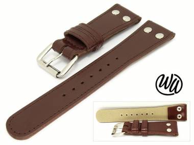 Watch band 26mm brown Aviator style robust rivited - Bild vergr��ern 