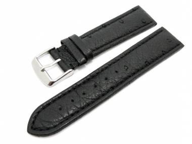 Watch band 24mm black genuine OSTRICH (width of buckle 22 mm) - Bild vergr��ern 