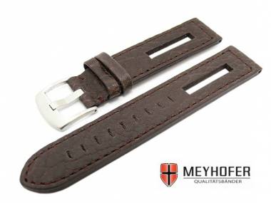 Watch band -Cordoba- 22mm dark brown grained surface genuine buffalo by MEYHOFER - Bild vergr��ern 