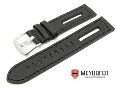 Watch band -Cordoba- 18mm black grained surface genuine buffalo by MEYHOFER - Bild vergr��ern 