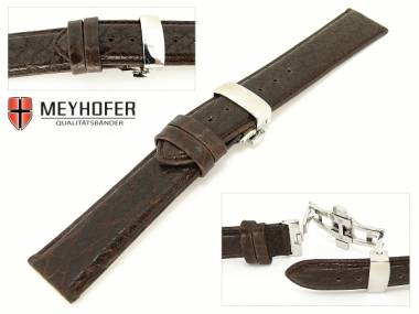 Watch band -Lissabon- 21mm dark brown genuine buffalo with butterfly-clasp by MEYHOFER - Bild vergr��ern 