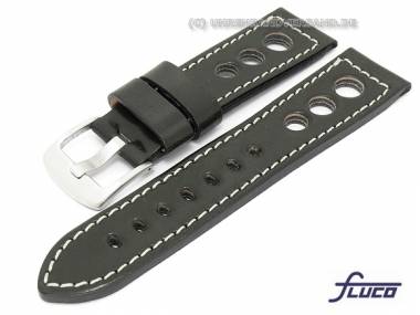 Watch band -Cordovan- -PNR Sportline- 22mm black smooth surface light stitching by Fluco - Bild vergr��ern 