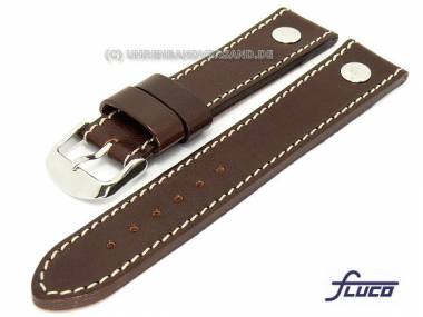 Watch band -Saddle leather- 24mm dark brown smooth surface light stitching riveted by Fluco - Bild vergr��ern 