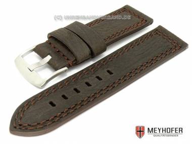 Watch band -Locarno- 26mm dark brown special graining double stitching robust by MEYHOFER - Bild vergr��ern 