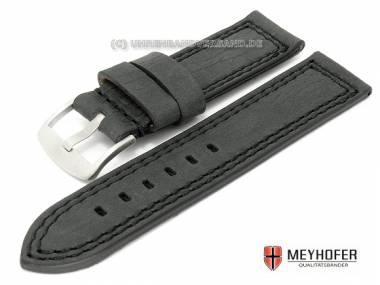 Watch band -Locarno- 24mm black special graining double stitching robust by MEYHOFER - Bild vergr��ern 