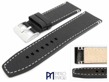 Watch band -Aviator- 26mm black aviator style white stitching by Piero Magli (width of buckle 24 mm) - Bild vergr��ern 