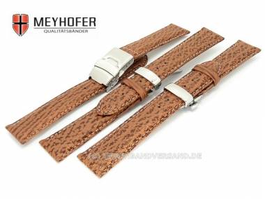 Watch band -Calais- 17mm brown genuine shark stitched clasp (3 versions selectable) by MEYHOFER - Bild vergr��ern 