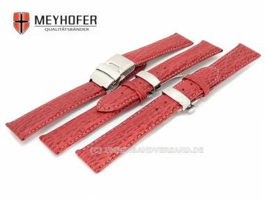 Watch band -Calais- 19mm red genuine shark stitched clasp (3 versions selectable) by MEYHOFER - Bild vergr��ern 