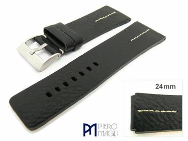 Watch band -Vitello Rugatto DSL I- 26mm black grained surface by Piero Magli (width of buckle 24 mm) - Bild vergr��ern 