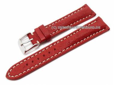 Watch band 20mm darker red genuine ostrich white stitching (width of buckle 18 mm) - Bild vergr��ern 