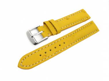 Watch band 20mm yellow genuine ostrich white stitching (width of buckle 18 mm) - Bild vergr��ern 
