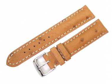 Watch band 20mm light brown genuine ostrich white stitching (width of buckle 18 mm) - Bild vergr��ern 