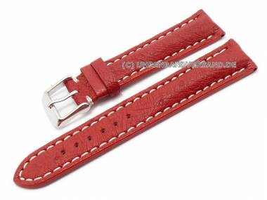 Watch band 22mm red genuine ostrich white stitching (width of buckle 20 mm) - Bild vergr��ern 