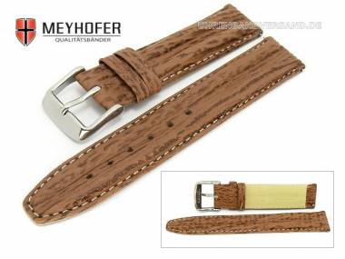 Watch band -Livorno- 20mm brown genuine shark with Easy Change System by MEYHOFER - Bild vergr��ern 