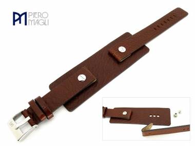 Watch band -Vitello FSL- 22mm brown grained surface with leather pad by Piero Magli - Bild vergr��ern 