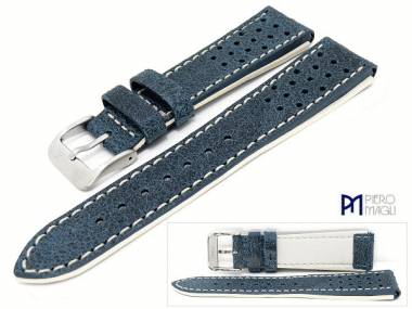 Watch band -Engraissed- 18mm dark blue antique look by Piero Magli (width of buckle 16 mm) - Bild vergr��ern 
