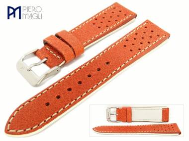 Watch band -Engraissed- 20mm orange antique look by Piero Magli (width of buckle 18 mm) - Bild vergr��ern 