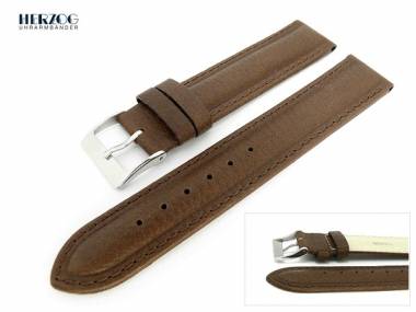 Watch band 22mm brown by Herzog -Nappa- raised and padded, stitched - Bild vergr��ern 
