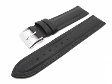 Watch band 18mm black by Herzog -Nappa- raised and padded, stitched - Bild vergr��ern 