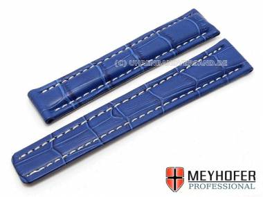 Watch band -Lagos- 22mm blue alligator grain for Breitling MEYHOFER (width of buckle 20 mm) - Bild vergr��ern 