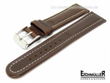 Watch band XL 20mm brown waterproof white seam Eichmueller - Bild vergr��ern 