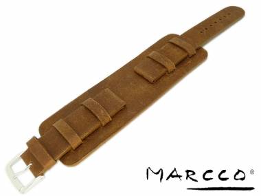 Watch band -Biker- 24mm brown with leather pad by Marcco - Bild vergr��ern 