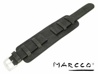 Watch band -Biker- 22mm black with leather pad by Marcco - Bild vergr��ern 