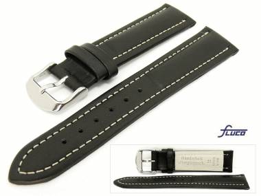 Watch band -Chrono Nabucco- 22mm black smooth surface white stitching by Fluco - Bild vergr��ern 