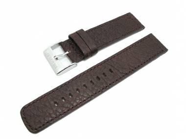 Watch band 24mm dark brown by Herzog -Pilot- grained surface - Bild vergr��ern 