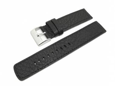 Watch band 24mm black by Herzog -Pilot- grained surface - Bild vergr��ern 