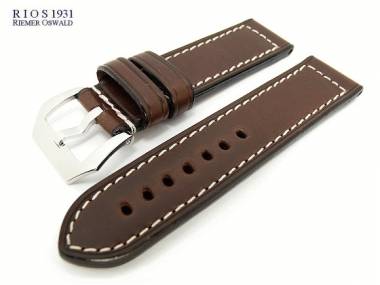 Watch band 26mm dark brown by RIOS for OFFICINE PANERAI and other watches white stitching - Bild vergr��ern 