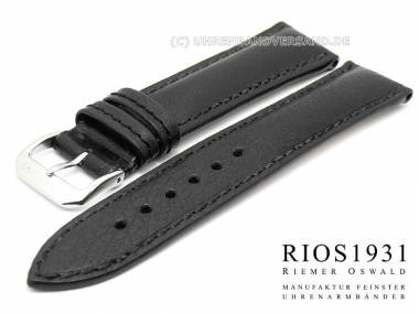 Watch band 18mm black RIOS genuine buffalo stitched (width of buckle 16 mm) - Bild vergr��ern 