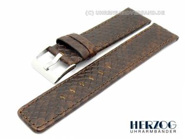 Watch band -python- 22mm brown by Herzog python grain stitched - Bild vergr��ern 