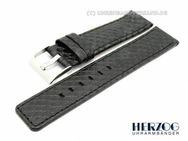 Watch band -python- 22mm black by Herzog python grain stitched - Bild vergr��ern 