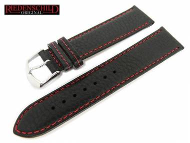 Watch band Riedenschild 22mm black grained surface red stitching - Bild vergr��ern 