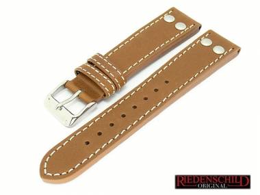 Watch band for Riedenschild/Thunderbirds 22mm brown aviator smooth light stitching with rivets - Bild vergr��ern 