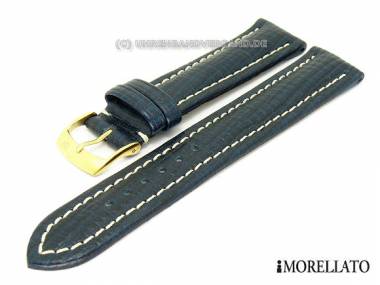 Watch strap 22mm dark blue special grain light stitching by MORELLATO - Bild vergr��ern 