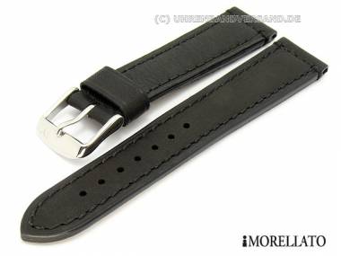Watch strap 24mm black -Caravaggio- aviator style stitched smooth surface by MORELLATO - Bild vergr��ern 
