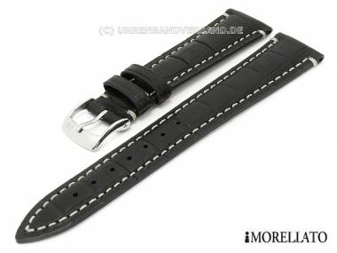 Watch strap 18mm black -Renoir- alligator grain light colored stitching by MORELLATO - Bild vergr��ern 