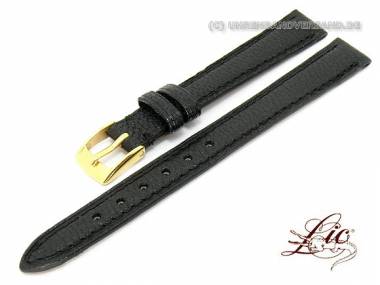 Watch strap -Madras- 14mm black genuine goat leather grained from Lic (width of buckle 12 mm) - Bild vergr��ern 