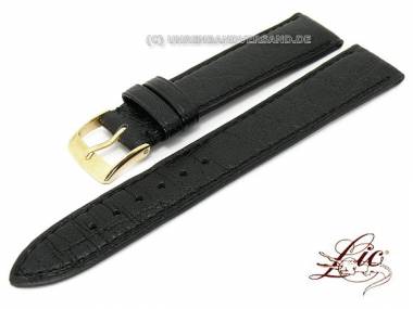 Watch strap -Madras- 18mm black genuine goat leather grained from Lic (width of buckle 16 mm) - Bild vergr��ern 