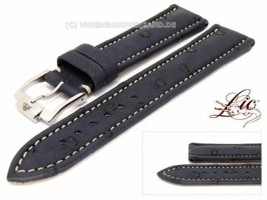 Watch strap -Ostrich Chrono Special- 20mm dark blue ostrich leather Lic (width of buckle 18 mm) - Bild vergr��ern 