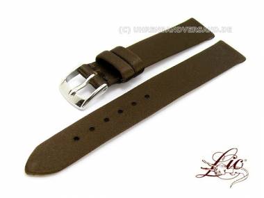 Watch strap XS 16mm dark brown smooth silk upper without stitching from Lic (width of buckle 14 mm) - Bild vergr��ern 