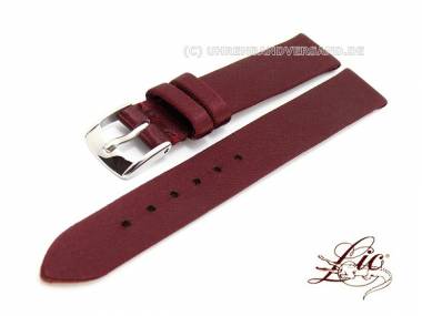 Watch strap XS 16mm burgundy smooth silk upper without stitching from Lic (width of band 14 mm) - Bild vergr��ern 