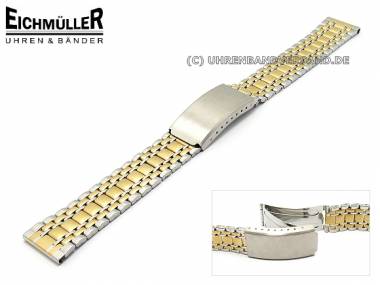 Watch band 20mm stainless steel dual tone partly polished elegant from Eichmueller - Bild vergr��ern 