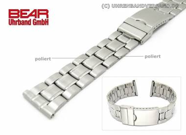 Watch band stainless steel extra long 22mm brushed partly polished sporty-elegant from BEAR - Bild vergr��ern 