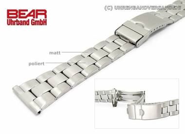 Watch band stainless steel extra long 22mm brushed partly polished sporty-elegant from BEAR - Bild vergr��ern 