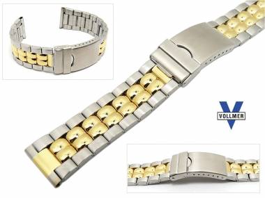 Watch band stainless steel dual tone 20mm deployant clasp partly polished elegant from Vollmer - Bild vergr��ern 